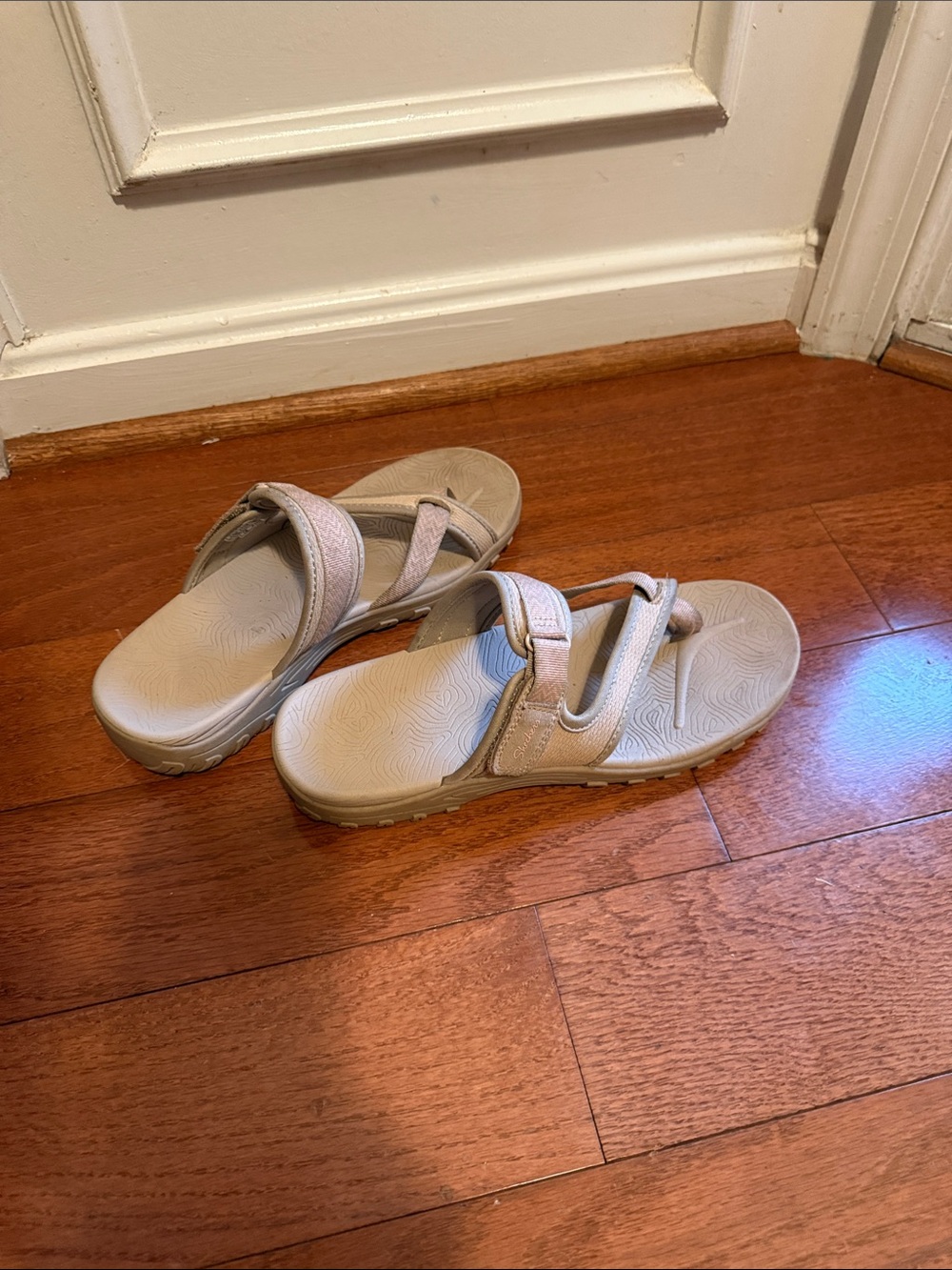 Skechers Women's Beige Adjustable Slide Sandals